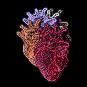 Anatomical Heart Iron-On Patch, Embroidered Medical Anatomy Applique