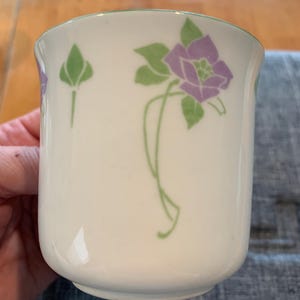 Antique 1907 Tuscan China Demitasse Cups Set of 4 | Art Nouveau Violet Floral by RH & SL Plant, Staffordshire, England