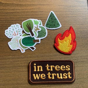 Forest Patch Bundle — Iron-On Nature Patches, Cottagecore Backpack Kit, In Trees We Trust