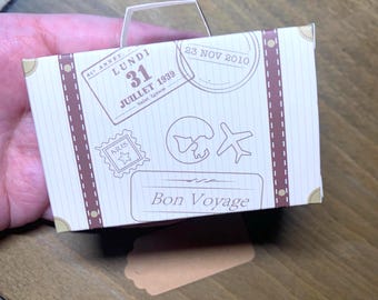 Mini Kraft Suitcase Gift Boxes | Travel Theme Party Favors, Bon Voyage, Graduation, Wedding, 10 Pack
