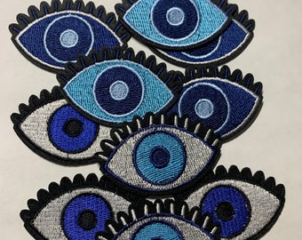 4/pqt d'écussons magiques Blue Eye Design pour manteaux, jeans, hauts, sacs, chaussures, thermocollants, badge de mérite pour adulte, mauvais œil