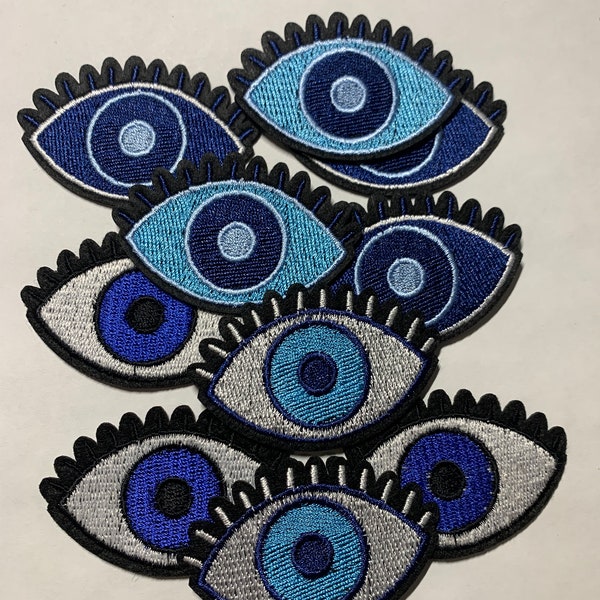 4/pk Blue Eye Design Magic Patch voor jassen, jeans, tops, tassen, schoenen, opstrijkbaar, volwassen verdienste badge, Evil Eye
