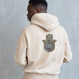 Gold Sequin Hamsa Hand Patch with Evil Eye – Large Iron-On Applique for Jackets, Bags