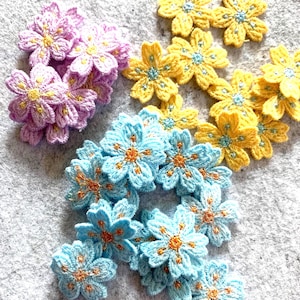 10/pk Mini Sakura Sew-On Patches: Embroidered Cherry Blossom Appliques