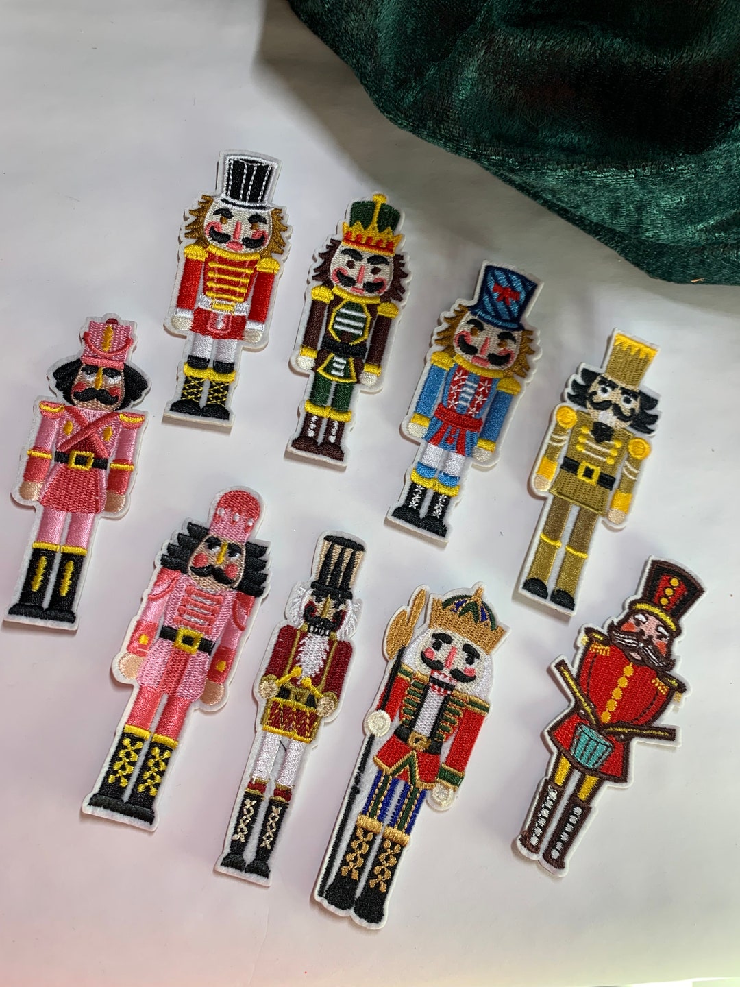 Holiday Nutcracker Patches, Festive Embroidered Patches, 9/pk