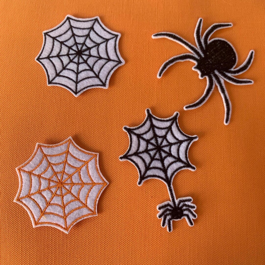 Spider & Web Patch Set | 4 Embroidered Halloween Iron-on Patches - Etsy