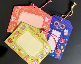 Kawaii Lucky Cat Ema Wish Cards with Envelope Pocket, 3/pk Japanese Gift Card Set