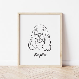 Custom Line Art Pet Portrait Dog Portrait Line Art Print | Etsy