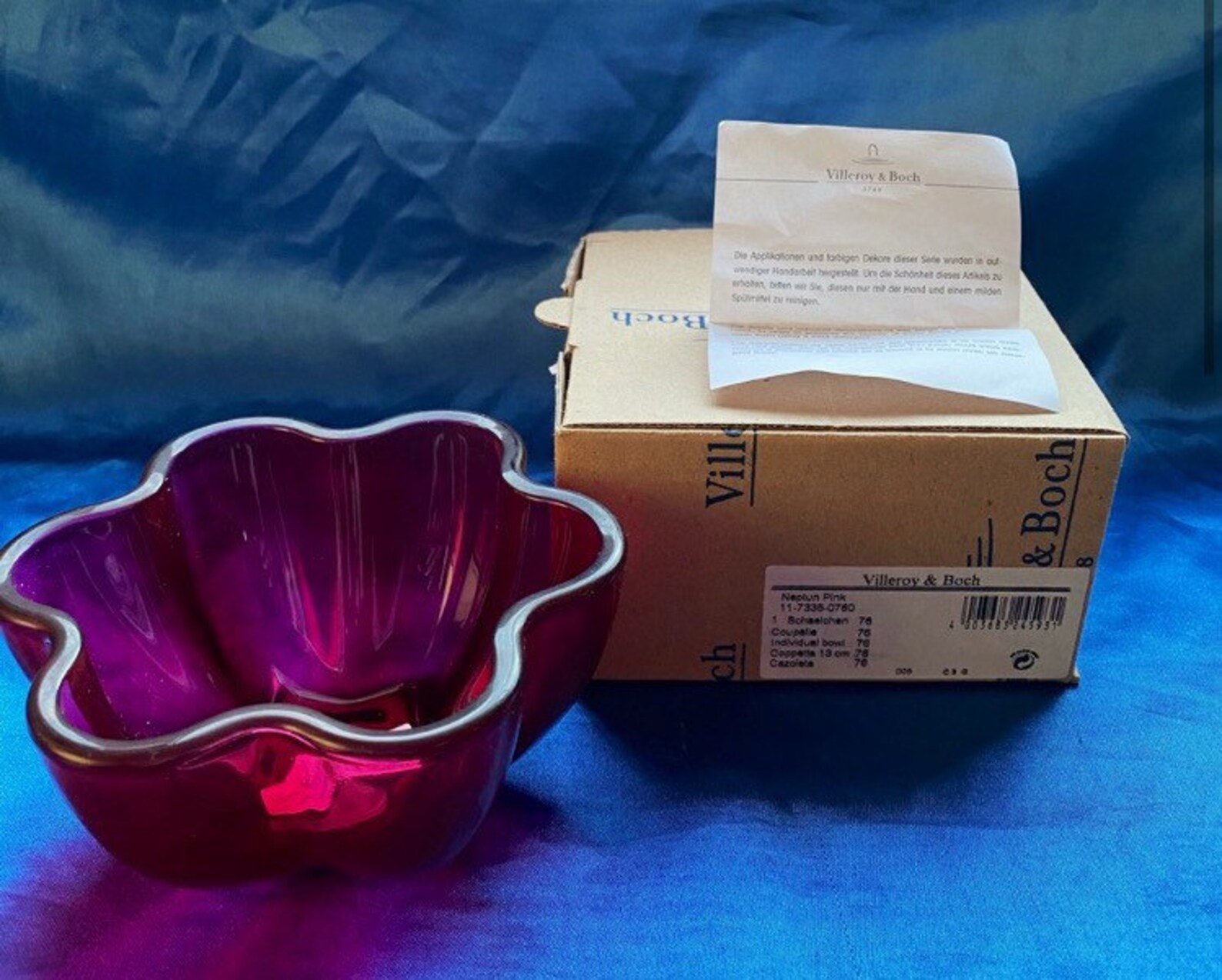 Villeroy and Boch red Crystal bowl with scalloped edges Etsy