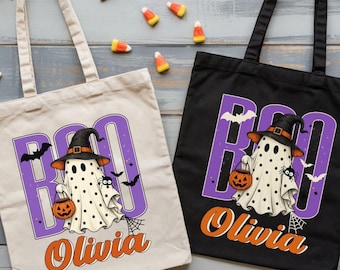 Trick or Treat Bag, Custom Halloween Bag, Personalized Halloween Tote, Kids Halloween Bag with Name, Custom Trick-or-Treat Bag, Candy Bag