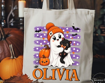 Trick or Treat Bag, Custom Halloween Bag, Personalized Halloween Tote, Kids Halloween Bag with Name, Custom Trick-or-Treat Bag, Candy Bag