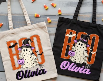 Trick or Treat Bag, Custom Halloween Bag, Personalized Halloween Tote, Kids Halloween Bag with Name, Custom Trick-or-Treat Bag, Candy Bag