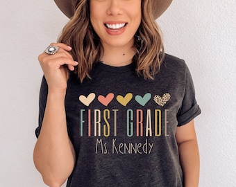 First Grade Teacher Shirt, Personalized 1st Grade t-shirt, Back to School tee shirt, First Grade Crew shirts, 1st Grade Teacher Team tshirts