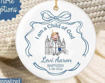 Personalized LDS Baptism Ornament, Custom Baptism Gift, Boy Baptism Keepsake, Child of God Ornament, LDS Temple Baptism Gift, Great to be 8