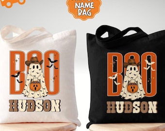 Trick or Treat Bag, Custom Halloween Bag, Personalized Halloween Tote, Kids Halloween Bag with Name, Custom Trick-or-Treat Bag, Candy Bag