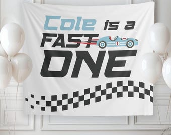 Fast One Birthday Banner, Race Car 1st Birthday Banner, Racing Theme First Birthday Decor, Personalized First Birthday Banner, Racecar Party