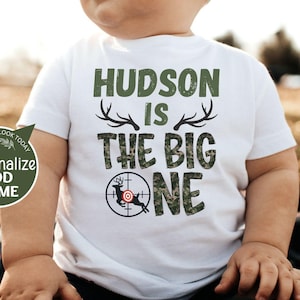 The Big One First Birthday Shirt, Hunting Deer Family Matching Birthday Tshirt, Personalized Wild One Party,Deer Antlers 1st Birthday outfit