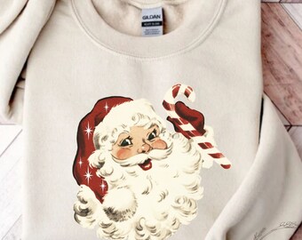 Christmas Santa Shirt, Retro Santa Shirt, Retro Christmas sweatshirt, Christmas crewneck For Women, Cute Christmas shirt, Christmas pajamas
