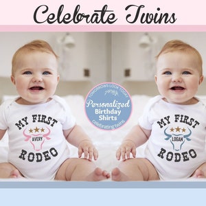My First Rodeo Birthday Shirt, Custom Twins Rodeo 1st Birthday, 1st Rodeo Matching Family Shirts, Rodeo 1st Birthday Outfit, Twins Birthday