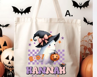Trick or Treat Bag, Custom Halloween Bag, Halloween Tote, Kids Halloween Bag with Name, Custom Trick-or-Treat Bag, Personalized Candy Bag
