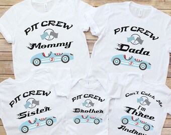 Race Car birthday shirt, Fast and Three Birthday Shirt,  3rd Birthday Tee, Third Birthday, Racing Birthday Party, Matching Race car Pit Crew