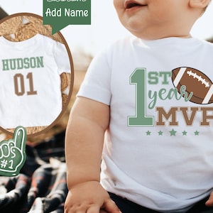Football 1st Birthday Outfit, First Year MVP Matching Family Shirts, Personalized 1st Birthday Football Tees, Sports 1st Birthday Gift Boy