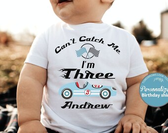 Race Car birthday shirt, Fast and Three Birthday Shirt,  3rd Birthday Tee, Third Birthday, Racing Birthday Party, Matching Race car Pit Crew