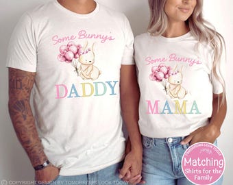 Bunny 1st Birthday Matching Family Shirts, Custom Some Bunny Is One Birthday Outfit, Girl Bunny Birthday Party Shirt, Mommy and Me Shirts