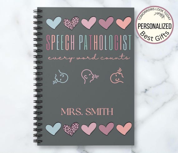 Speech Therapist Gift, Personalized Gift for Therapist, Speech Language Pathologist Notebook, Speech Therapy Journal, SLP Graduation Gift
