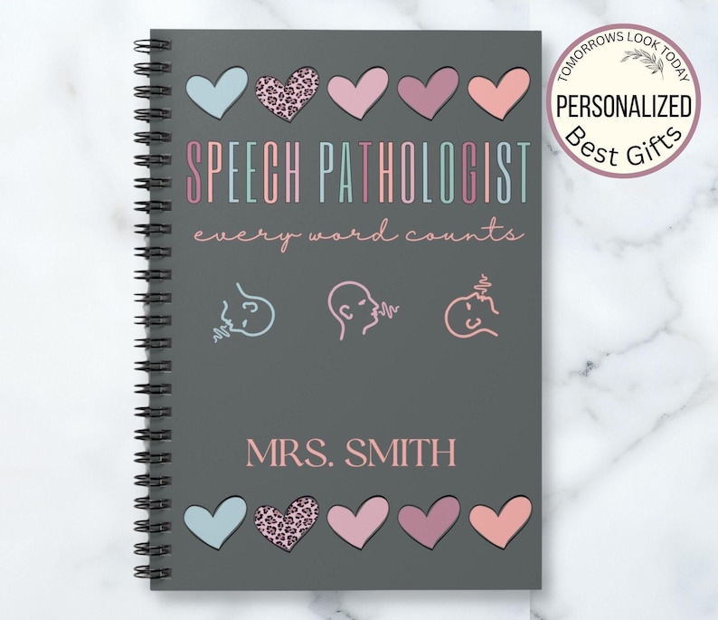 Speech Therapist Gift, Personalized Gift for Therapist, Speech Language Pathologist Notebook, Speech Therapy Journal, SLP Graduation Gift image 1