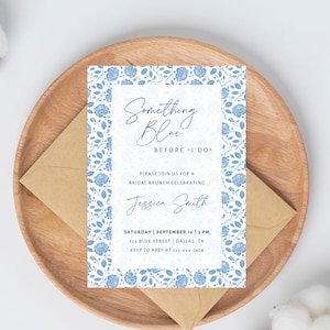 Something Blue Before I Do Bridal Shower Invitation | Canva Bridal Brunch Editable Template | Bridal Shower Invite Instant Download