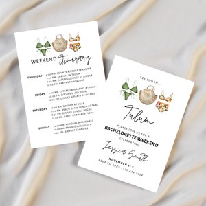 Tulum Bachelorette Party Invitation Template | Mexico Bach Itinerary Instant Download | Canva Editable Invite
