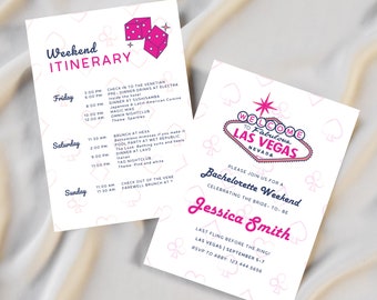 Vegas Bachelorette Invitation and Itinerary Template | Bach Weekend Editable Template | Bachelorette Party Instant Download