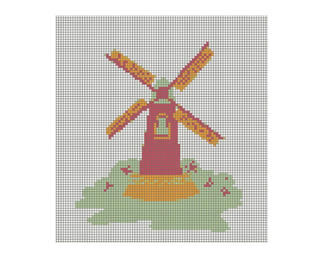 Windmill cross stitch pattern pdf instant download Etsy