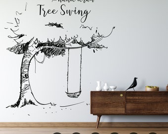 Tree Swing SVG Cut File,Tree Swing Clip art Digital Vector Files SVG DXF Printable Download for Wall Decals Engraving Laser Vinyl Cutting