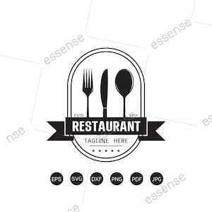 Restaurant Logo SVG, Küche Monogramm Rahmen Svg, Restaurant Dateien für Cricut, Restaurant Cut Files Silhouette, Messer SVG, Gabel svg, Löffel svg