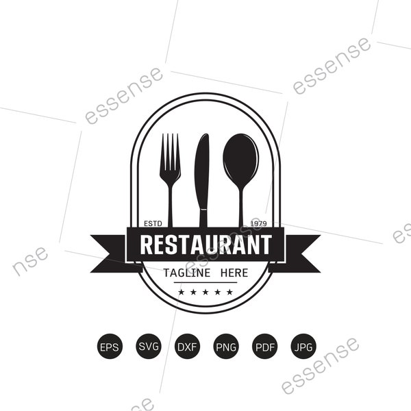 Restaurant Logo SVG, Kitchen monogram frame Svg,Restaurant Files for Cricut, Restaurant Cut Files Silhouette, Knife SVG, Fork svg, Spoon svg