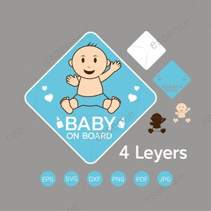 Słodkie Dziecko na pokładzie SVG plik do cięcia, Dziecko na pokładzie do cięcia Dziecko kreskówka SVG, Naklejki samochodowe SVG pliki do cięcia Sylwetka SVG, Png, Eps, Pdf, Dxf, Jpg