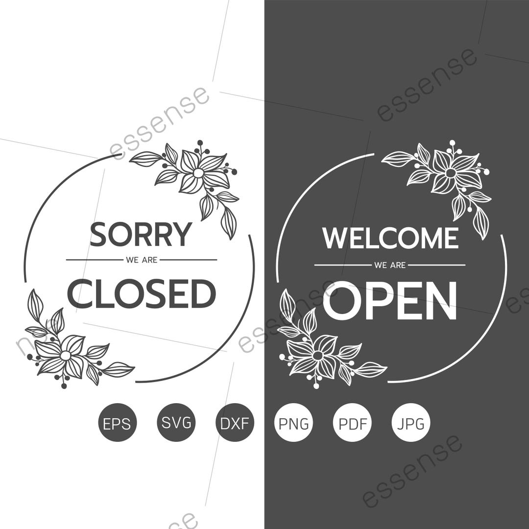 Floral Frame Svg Open Closed Shop Sign SVG Cut Files Come in We're Open ...
