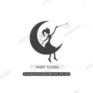 Fairy flying logo vector icon cartoon style