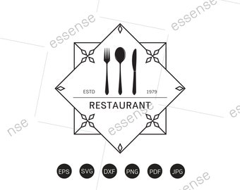 Restauranglogotyp SVG, kökssvg, restaurangfiler för Cricut, restaurangklippfiler silhuett, knivsvg, gaffelsvg, skedsvg, vinglassvg
