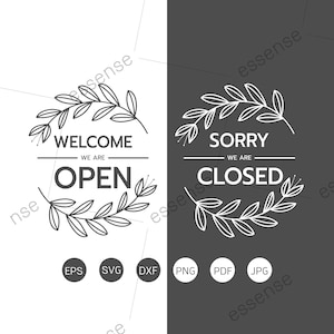 Floral frame Open Closed Shop Sign SVG Cut Files Come In We&#39;re Open, Sorry We&#39;re Closed, Welcome We&#39;re Open, Shop sign Svg Png Eps Dxf P