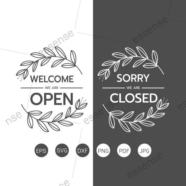 Floral frame Open Closed Shop Sign SVG Cut Files Come In We're Open, Sorry We're Closed, Welcome We're Open, Shop sign Svg Png Eps Dxf P