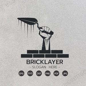 Maurer Logo, Hand hält Mason Konstruktion Gebäude Beton Zement, Maurer SVG-Datei, Mauerwerk SVG Schneidedatei für Cricut und Silhouette