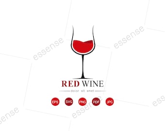 Wine Logo with wine glass Icon and label for design menu restaurant or cafe on white background vector illustration