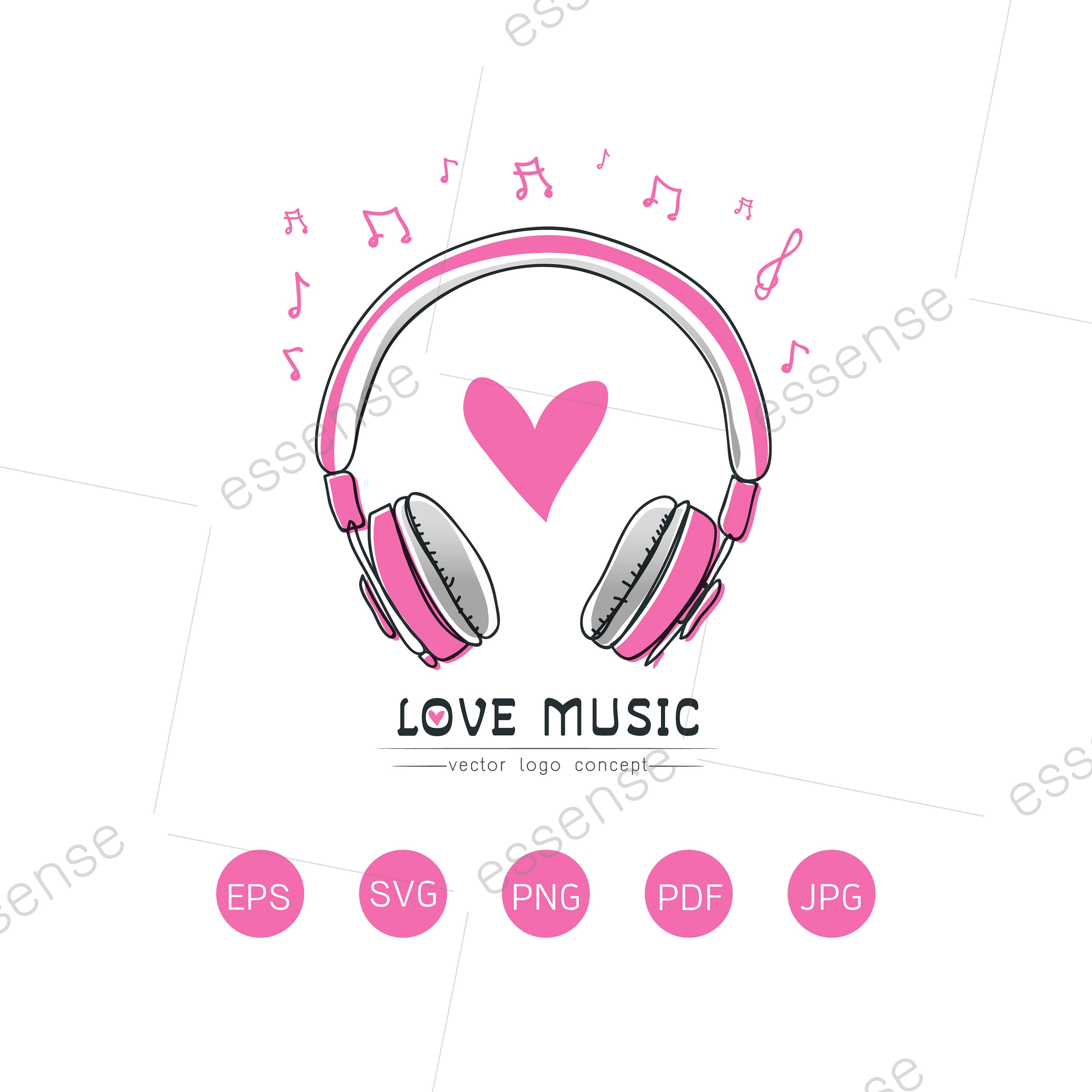 Auriculares con corazón. logotipo del festival de música Plantilla para  portadas, logotipo, carteles, camiseta, invitaciones sobre fondo blanco  Ilustración vectorial - Etsy México, image size:3000x3000