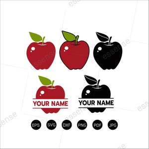 Apple Svg, Apple Monogram Svg, School Svg, Teacher Svg, Apple Clipart, Apple Cricut Svg, Fruit Svg, arquivos Split Apple Svg para Cricut