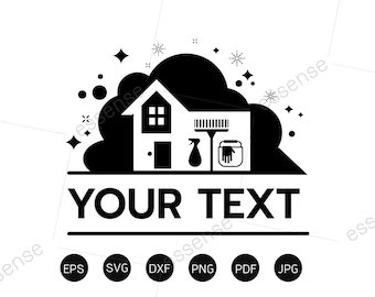 Logo pulizia casa Svg, Pulizia svg,Servizio di pulizia Logo Svg,Pulizia File tagliati, File per Cricut,Pulizia logo svg,Servizio di pulizia logo