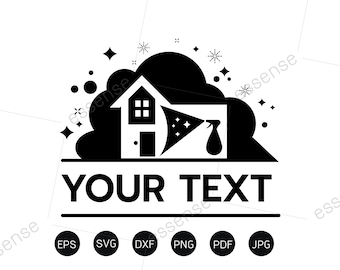 Pulizia della casa logo Svg, Pulizia svg,Servizio di pulizia Logo Svg,File di taglio di pulizia, File per Cricut,Pulizia logo svg,Servizio di pulizia logo