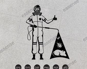 Logotipo de control de plagas Svg, servicio de control de plagas svg, negocio de control de plagas, exterminador de control de plagas que pulveriza pesticidas, archivos de corte svg eps dxf png